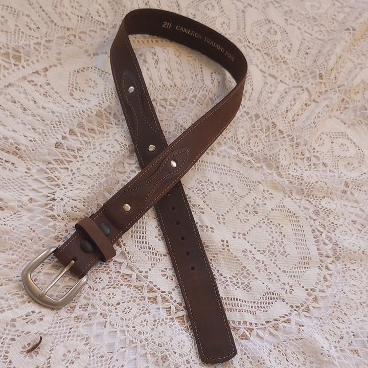 Cameron Trading Post Brown Leather  Suede Belt